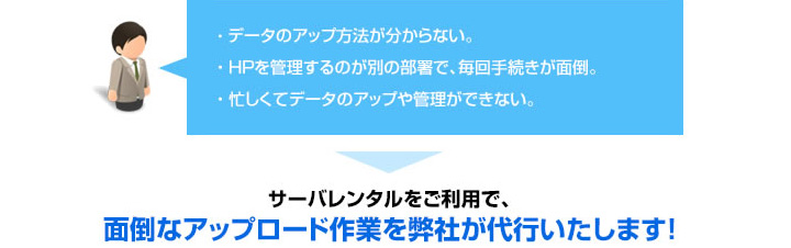 面倒なアップロード作業を弊社が代行いたします。