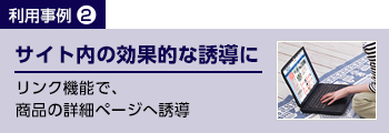 サイト内の効果的な誘導に　リンク機能で、商品の詳細ページへ誘導